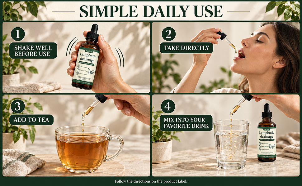 Simple daily use — four ways to take Hacllun lymphatic drainage drops